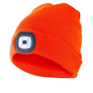 Velamp Unisex Haube mit LED-Frontleuchte, 100 Lumen, wiederaufladbar, Orange, 50CAP10