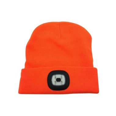 Preview: Velamp Unisex Haube mit LED-Frontleuchte, 100 Lumen, wiederaufladbar, Orange, 50CAP10