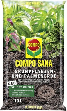 COMPO SANA Blumenerde für Grünpflanzen und Palmen, 12 Wochen Nährstoffversorgung, 10 Liter, 11431