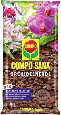 COMPO SANA Orchideenerde mit 8 Wochen Startdünger für alle Orchideenarten, 5 Liter, 11611