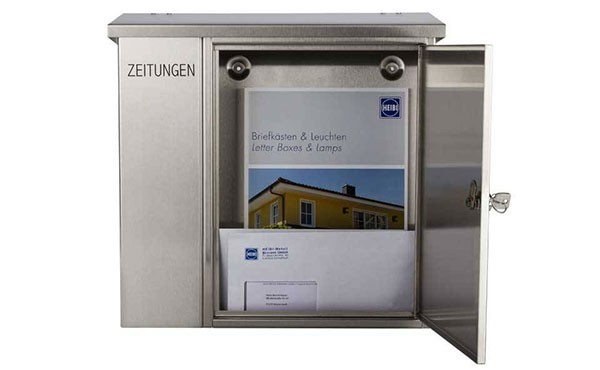 Preview: Heibi Metall Briefkasten mit Zeitungfach Edelstahl 43661