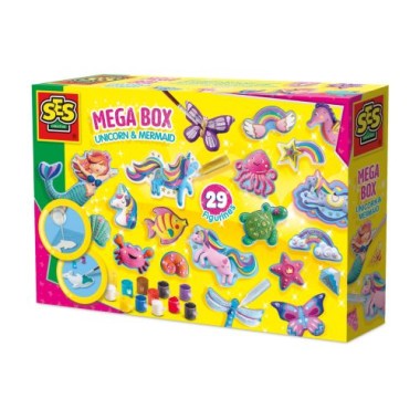 SES Creative Gießen und anmalen – Mega-Box Unicorn und Meerjungfrau, 01343