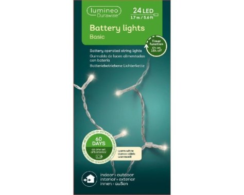 Lumineo Durawise Ricelight LED Lichterkette, Batterie, 1.7m, 24 Lichter, warmweiß, 497183