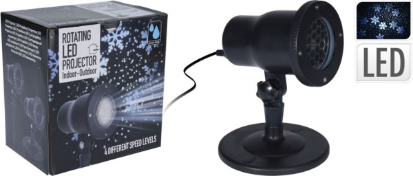 Preview: LED-Schneeflockenprojektor mit Schneesturmeffekt, Weiß, IP44, AXY000730