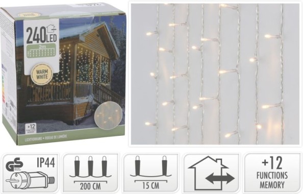 Koopman LED Vorhang Beleuchtung 240 Led, 2 × 1,5 m, AX8405850