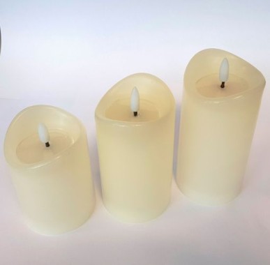 Preview: Lumineo LED-Kerze, 3er-Set, DxH: Ø 7,5 x 10/12,5/15 cm, warmweiß, creme, 967350