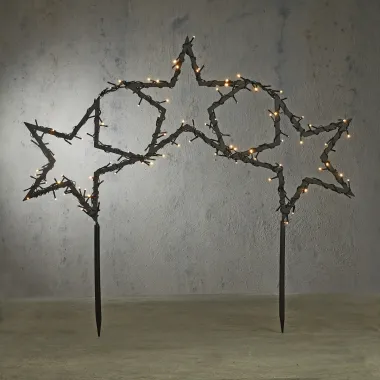 Preview: Gartenstecker Snake Light, mit 3 Sternen, L100 x H60 cm, Metall, 1106567