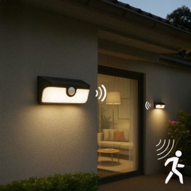Preview: Verbindbare LED-Solar-Wandleuchte, IP65 Sensor, Bluetooth, 300423
