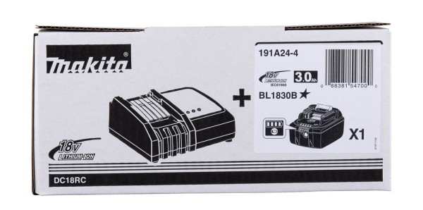 Preview: Makita Power Pack LXT, 18V, BL1830B, DC18RC, 191A24-4