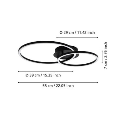 Preview: EGLO LED Deckenleuchte Palmaves 2, 56x39cm, 1600lm, 3000K, 75554