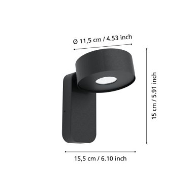 Preview: EGLO LED Außen-Wandlampe Palosco, IP44, 11,5cm, 360lm, 3000K, 98737