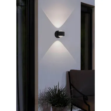 Preview: EGLO LED Außen-Wandlampe Treviolo, 2x2,2 W, Aluguss Anthrazit, 8,5 x 9 cm, 1387957