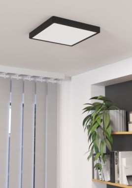 Preview: EGLO LED Deckenleuchte Fueva 5, IP44, Schwarz, 28,5x28,5cm, 2400lm, Warmweiß, 99271
