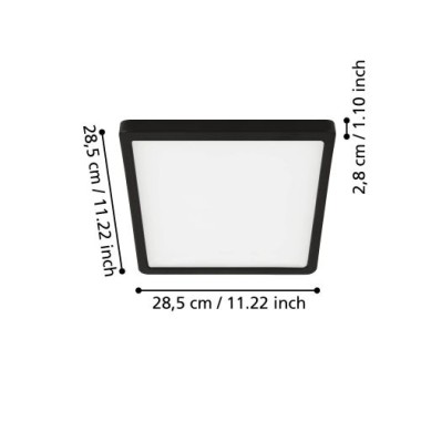 Preview: EGLO LED Deckenleuchte Fueva 5, IP44, Schwarz, 28,5x28,5cm, 2400lm, Warmweiß, 99271