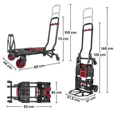 WALTER 2-in-1 Transportwagen & Transportkarre – 150 kg Tragkraft, ausziehbarer Griff, klappbar 613494