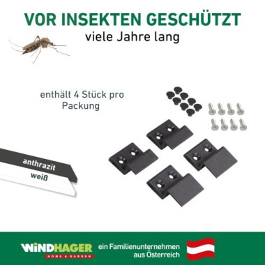 Windhager Einhängewinkel-Set, Montageset für Insektenschutz Spannrahmen, Montagewinkel, Rahmen - Winkel, 2 Stück, weiß, 03547 (Packung mit 3) 04540