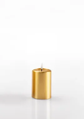 Schlaraffenland 3D LED Kerze NOVITA Gold, 7,5 x 10 cm, Echtwachs, 11846