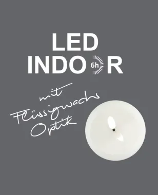 Preview: Schlaraffenland 3D LED Kerze NOVITA creme, D7,5 H12,5 cm, Echtwachs, 11832