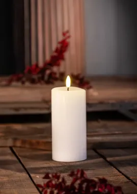 Preview: Schlaraffenland 3D LED Kerze NOVITA weiß, D7,5 H15 cm, Echtwachs, 11830