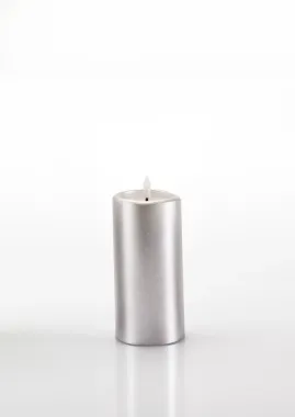 Schlaraffenland 3D LED Kerze NOVITA silber, D7,5 H15 cm, Echtwachs, 11845