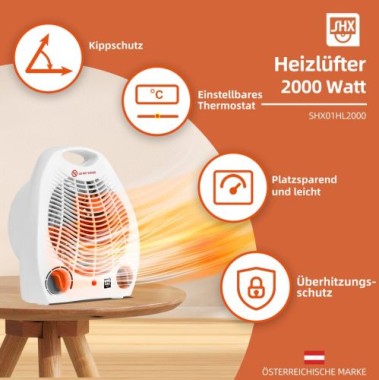 Preview: SHX Heizlüfter mit Kippschutz 2000W, SHX01HL2000