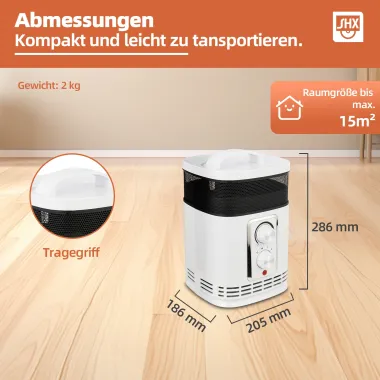 Preview: SHX PTC-Heizlüfter 360-Grad 1500W, Energiesparender Heizlüfter, Leiser Betrieb, SHX360PTC