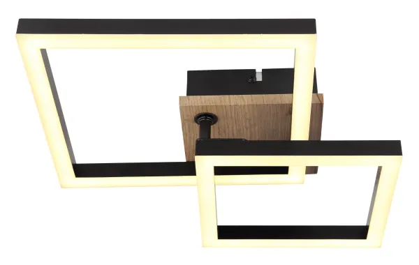 Preview: Globo Deckenleuchte BARD schwarz, 420x310x80mm, 15W, 700lm, 3000K, 672840-15