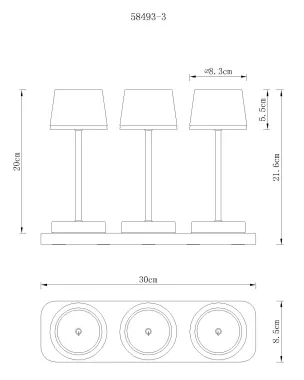 Globo 3er Set Tischleuchte, Akku, schwarz, inkl. Fernbedienung, 58493-3