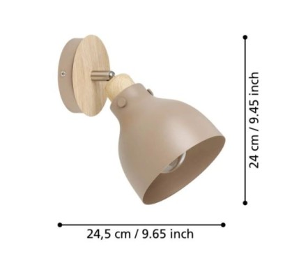 EGLO Wandlampe Arrecife, E27, Ø14,5cm, Metall, beige, 900711