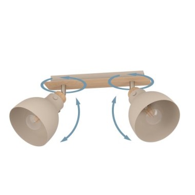 Preview: EGLO Deckenstrahler Arrecife, E27 53,1x14,5cm, 2-flammig, Metall, beige, 900712