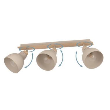 Preview: EGLO Deckenstrahler Arrecife, E27, 74,5x14,5cm, 3-flammig, Metall, beige, 900713