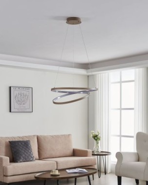 Preview: EGLO LED Hängelampe Ruotale, Ø55cm, beige, 4500lm, 3000K, 901139