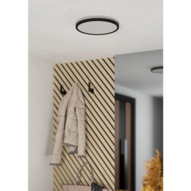 Preview: EGLO Deckenleuchte Minerario, Schwarz, IP54, warmweiß, Ø 30 cm, 901572