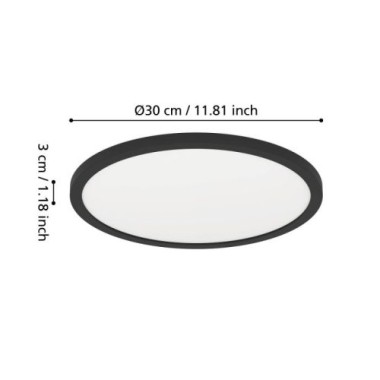 EGLO Deckenleuchte Minerario, Schwarz, IP54, warmweiß, Ø 30 cm, 901572