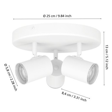 EGLO Deckenlampe 3-flammig Consuma 1, GU10, IP44, Ø25cm, 901962