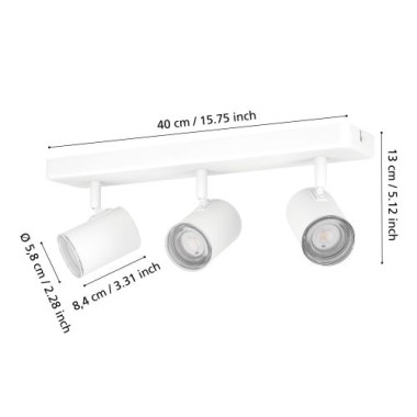 EGLO Deckenlampe 3-flammig Consuma 1, GU10, IP44, 40x8cm, 901963