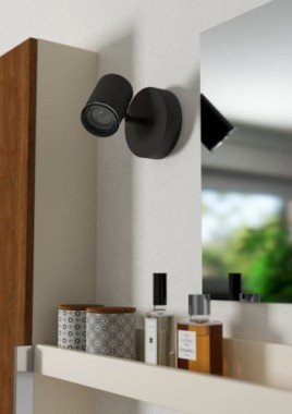 Preview: EGLO Spot Wandlampe Consuma 1, GU10, IP44, 11cm, schwarz, 901964