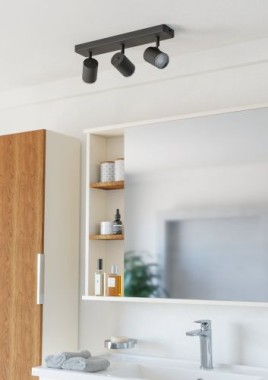 Preview: EGLO Deckenlampe 3-flammig Consuma, GU10, IP44, 40x8cm, schwarz, 901966