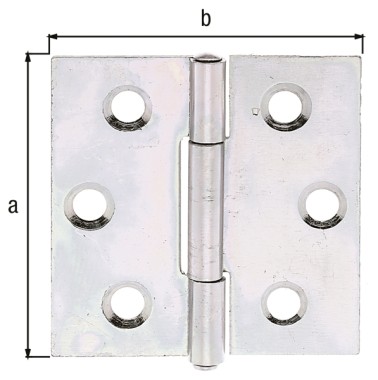 Alberts Scharnier, Quadratisch: Stahl roh, sendzimirverzinkt, mit vernietetem Edelstahlstift 38x38,4mm 345976
