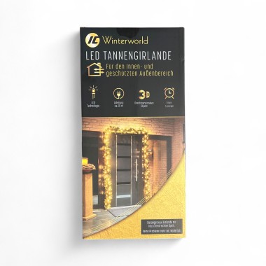 Tannengirlande 5 Meter mit 80 LED beleuchtet, inkl. 10 Meter Zuleitung, für Innen & Außen geeignet, warmweiß, 40288 6