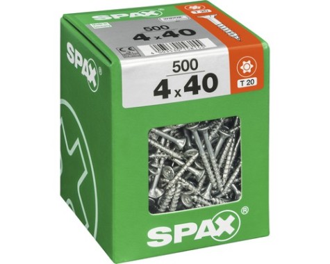 SPAX Universalschraube, 4 x 40 mm, 500 Stück, Teilgewinde, Senkkopf, T-STAR plus T20, 4CUT, WIROX, 4191010400406