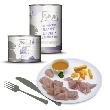 MjAMjAM DUO von saftigem Hühnchen & Kaninchen an gedämpftem Kürbis, 400g, 11347