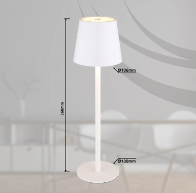 Preview: GLOBO Akku LED Tischleuchte VANNIE, H 36 cm, dimmbar, weiß, 58438W