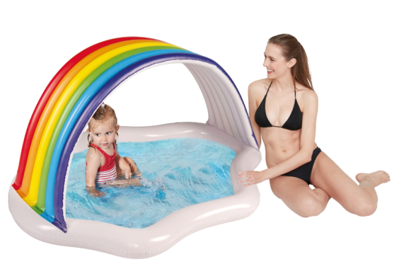 Preview: Happy People Pool mit Sonnendach, Wolkenform, aufgeblasen 149 x 124cm, 77420