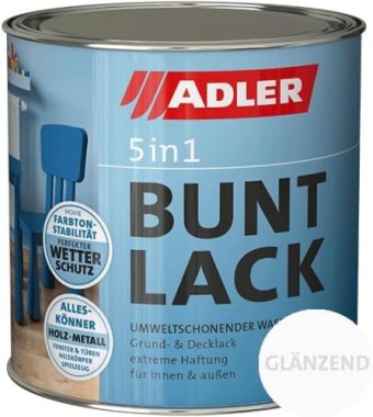 ADLER 5in1 Buntlack Verkehrsweiß Glänzend, 375 ml, RAL9016, 413400901637
