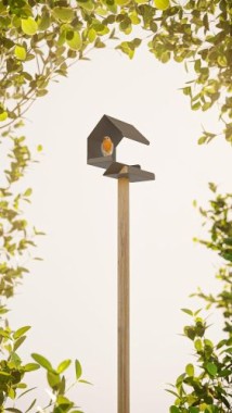 Alberts Vogelhäuschen Kreativ, DIY Montage, zum aufhängen oder hinstellen, 150 x 150 x 180 mm, Rostbraun, 355166