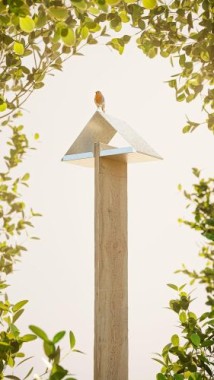 Alberts Vogelhäuschen Nurdach | DIY Montage, zum aufhängen oder hinstellen, 315 x 180 x 160 mm, 355036