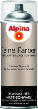 Alpina Feine Farben Sprühlack, Klassisches Matt-Schwarz, 400ml, 983749