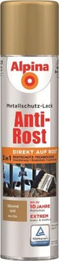 Alpina Metallschutzlack Anti-Rost Glänzend Gold 400ml, 017090804/L