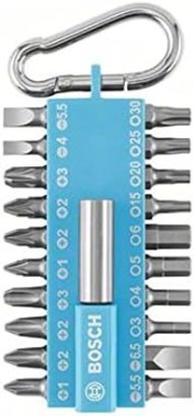 Bosch 21-teiliges Schrauberbit-Set mit Snap-hook Hellblau, 2607012001